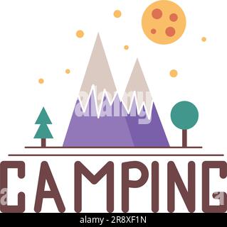 Logo Mountain Travel. icône montagne avec arbre. Pêche et camping d'été. Randonnée avec sacs à dos, reposez-vous dans la forêt. icônes de conception graphique vecteur illu Illustration de Vecteur