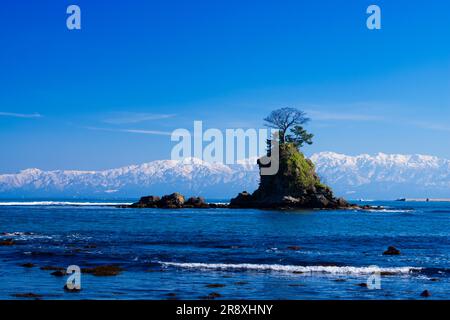 Côte d'Amaharashi et chaîne de montagnes de Tateyama Banque D'Images