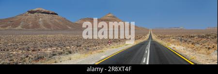 Route vide près de Calvinia, Cap Nord, Afrique du Sud Banque D'Images