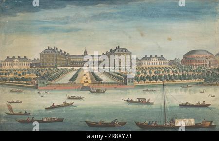 Vue sur le Royal Hospital Chelsea et la Rotunda dans les jardins Ranelagh de Londres, 1751. Banque D'Images