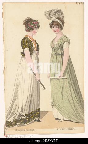 Magazine of Fashions Female of London and Paris, N° 28: Robe du matin; robe du soir., 1798-1806. Banque D'Images