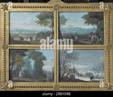 Quatre paysages, représentant les quatre saisons, c.1735-c.1745. Banque D'Images