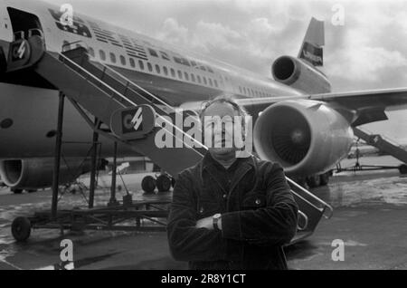 Freddie Laker a lancé Skytrain, le vol inaugural a eu lieu parmi beaucoup de battage médiatique le 26 septembre 1977. Il s'agissait d'un service quotidien à petit prix entre Londres Gatwick et JFK à New York. ANNÉES 1970 ROYAUME-UNI HOMER SYKES Banque D'Images