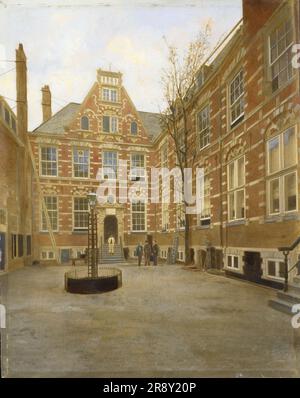 Cour de l'Oost-Indisch huis (East India House) à Amsterdam, 1870-1880. Bâtiment du début du 17th siècle, siège de la chambre d'Amsterdam de la Dutch East India Company. Banque D'Images