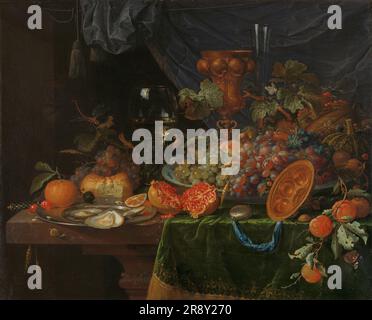 Encore la vie avec des fruits et des huîtres, 1660-1679. Banque D'Images