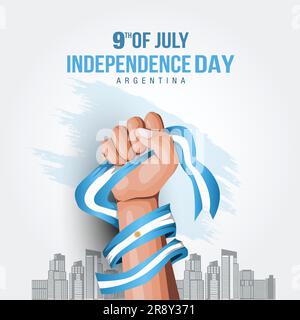 Joyeux jour de l'indépendance Argentina9 de juillet salutations. Vecteur illustration design. Illustration de Vecteur