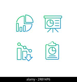 Ensemble d'icônes vectorielles linéaires à gradient de pixels Perfect Business Analytics Illustration de Vecteur