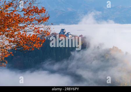 Château Echizen Ono et Mer des nuages en automne Banque D'Images