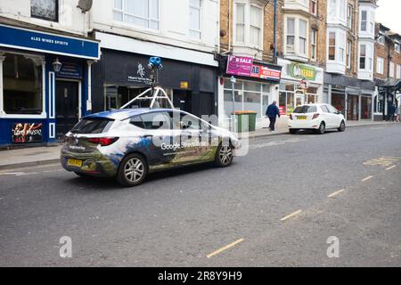 Une voiture rapide Google Street View dans le centre de Scarborough Banque D'Images