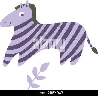 Zèbre. Violet. Modèle joli bébé moderne mode. Illustration de Vecteur