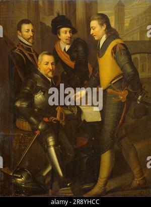 Portrait de groupe des quatre Frères de William I, Prince d'Orange: Jan (1535-1606), Hendrik (1550-74), Adolf (1540-68) et Lodewijk (1538-74), Comtes de Nassau, vers 1630. Banque D'Images