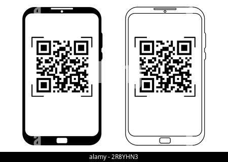 Lecture de code qr de téléphone mobile, application de lecteur, concept de technologie isolé. Lecteur de codes-barres. . Illustration vectorielle Illustration de Vecteur