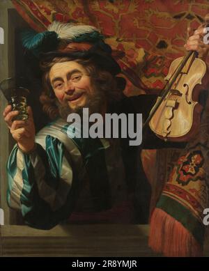 Le joyeux Fiddler, 1623. Autre titre(s): Joyeux violoniste avec Wineglass. Banque D'Images