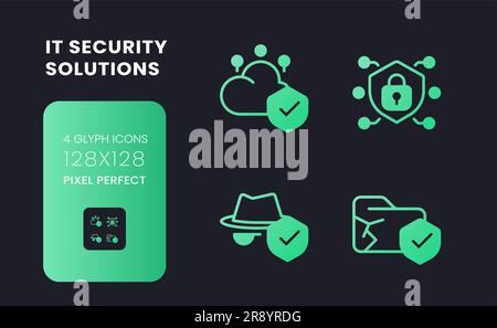 Solutions de sécurité des données vert dégradé solide icônes de bureau Illustration de Vecteur