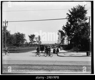 Pont Belle Isle approche, Detroit, entre 1890 et 1901. Banque D'Images