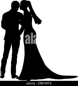 Silhouettes de mariage pour couple mariée et marié Illustration de Vecteur