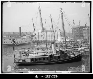 Huître aux quais, Baltimore, Maryland, c1905. Affichage du remorqueur Lannan au premier plan. Le défroisseur sur la gauche est le Middlesex. Banque D'Images