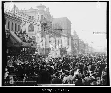 The Rex pageant, Mardi gras Day, Nouvelle-Orléans, Louisiane, c1907. Le personnage « Rex » règne en tant que « roi du Carnaval » lors des festivités annuelles de Mardi gras. Banque D'Images