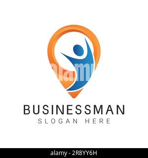 Homme d'affaires lieu logo personne Design lieu logotype Job point logo Illustration de Vecteur