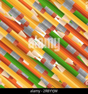 Motif coloré multicolore de crayons de couleur. PAS sans couture. En forme de carré, en format eps 10. Papeterie, rentrée, crayons à dessin Illustration de Vecteur