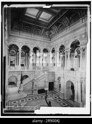 Bibliothèque du Congrès, escalier central, 1900 ou 1901. Banque D'Images