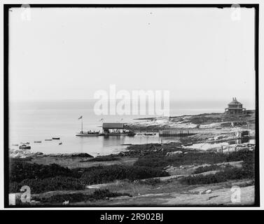 Appledore (House) Hotel and cottages, Isles of Shoals, N.H. i.e. Maine, c1901. Appledore House a été construit en 1847 par Thomas Laighton et Levi Thaxter. Ce complexe est devenu très fréquenté et, en 1905, il a accueilli des délégués pour les discussions russo-japonaises sur le Traité de paix à Portsmouth. Banque D'Images