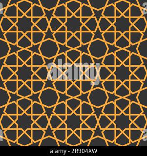 Fond de motif Mashrabiya d'ornement arabesque ou arabe, vecteur sans couture. Mashrabiya islamique ou arabe motif abstrait de tuile arabe musulmane avec motif arabesque de mosaïque géométrique Illustration de Vecteur