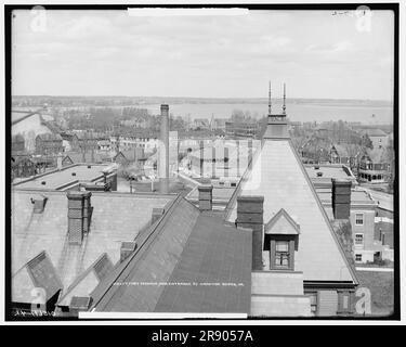 Fort Monroe et entrée de Hampton Roads, en Virginie, entre 1900 et 1915. Banque D'Images