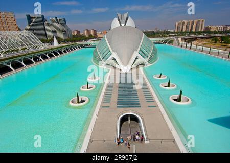 L'Hemisferic, appelé « l'œil », architecte Santiago Calatrava, cinéma IMAX et planétarium, quartier des arts et des sciences, Valence, Espagne Banque D'Images