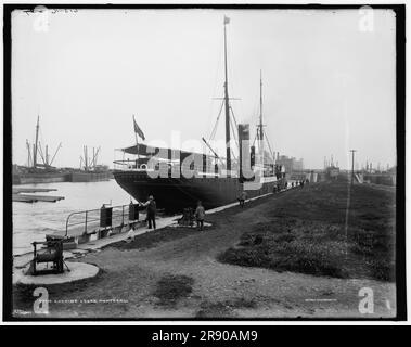 Écluses de Lachine, Montréal, entre 1890 et 1901. Montrant le "Bonavista", un transporteur de vrac construit au Royaume-Uni en 1884 et utilisé sur les Grands Lacs. Banque D'Images