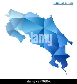 Carte polygonale vectorielle du Costa Rica. Pays géométrique dynamique de style poly bas. Illustration tendance pour vos infographies. Technologie, Internet, réseau Illustration de Vecteur