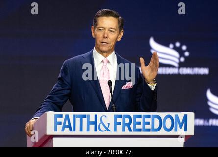 Ralph Reed fait des remarques à la conférence de 2023 sur la voie de la politique de la majorité de la Coalition pour la foi et la liberté à l'hôtel Hilton de Washington, DC, vendredi, 23 juin 2023.Credit: Ron Sachs / CNP / Sipa USA Banque D'Images