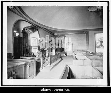 St. John's Church, intérieur, de Patrick Henry's pew, Richmond, Virginie, c1901. Banque D'Images