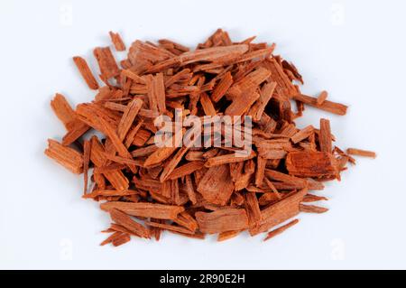 Pterocarpus santalinus (Pterocarpus santalinus), bois de santal, bois de potasse, bois d'encens, découpé, objet Banque D'Images