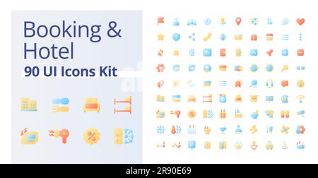 Kit de réservation et d'hôtel pixel Perfect Flat gradient couleur ui icons Illustration de Vecteur