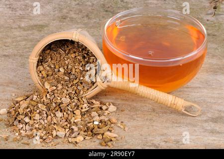 Tasse de thé à la racine de Rhubarb (Rhei Radix et Rhizoma), thé à la racine de Rhubarb, Da Huang Banque D'Images