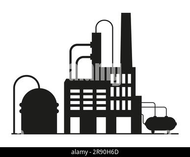 Usine, manufacture et vecteur de plantes. Stockage, locaux industriels, icônes d'ateliers. Raffinerie de pétrole. Illustration de Vecteur