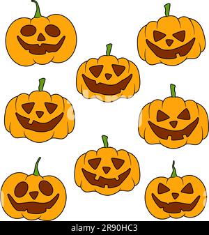Ensemble de citrouilles d'Halloween Illustration de Vecteur