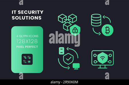 Solutions de confidentialité des données vert dégradé Uni icônes de bureau Illustration de Vecteur