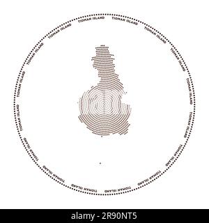 Logo rond Tioman Island. Forme de style numérique de l'île Tioman en cercle pointillé avec le nom de l'île. Icône technique avec points en dégradé. Illustrateur vectoriel froid Illustration de Vecteur