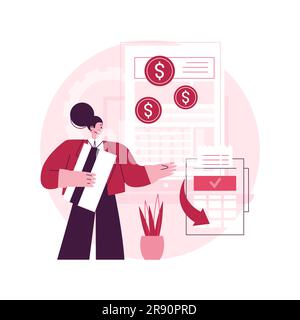 Illustration du vecteur de concept abstrait des conditions de paiement. Paiements contractuels pratiques, conditions de facturation, conditions de vente complètes, flux de trésorerie, carte de crédit, e-check, métaphore abstraite de transfert de fil. Illustration de Vecteur