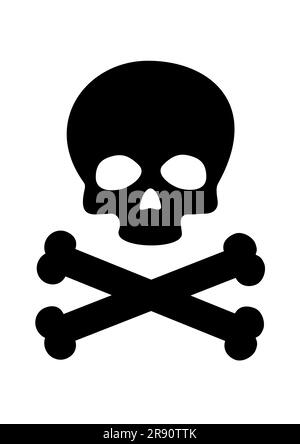 CRÂNE AVEC CROSSOS, PICTOGRAMME POISON DE COULEUR NOIRE Illustration de Vecteur