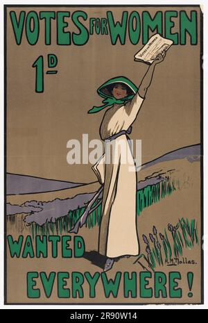 Affiche publicitaire vintage pour le journal votes pour les femmes Banque D'Images