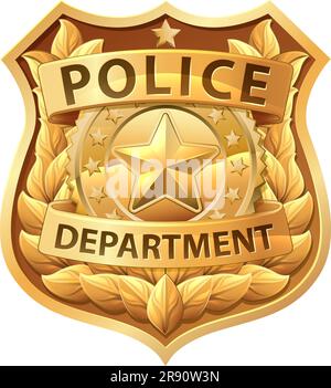 Badge de police Shield Star Sheriff COP Crest Symbol Illustration de Vecteur