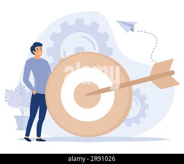 Concept d'état mental, concentration sur le succès, confusion, dissonance cognitive, objectif d'entreprise, gêne mentale, absence, prise de décision, vecteur m plat Illustration de Vecteur