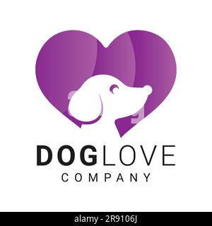 Logo d'amour de chien Design logo d'amour d'animal de compagnie Illustration de Vecteur