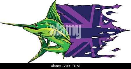 illustration vectorielle du drapeau britannique du poisson à l'épée Illustration de Vecteur