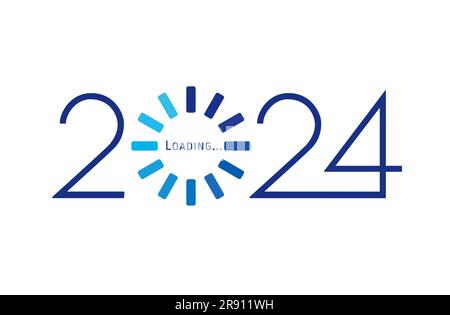 2024 bonne année de chargement. Barre de progression de chargement pour le concept de création d'entreprise de planification d'objectifs 2024. Illustration vectorielle pour la conception graphique Illustration de Vecteur