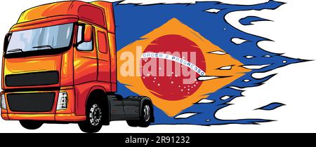 Illustration vectorielle d'un camion avec drapeau du Brésil isolé sur fond blanc Illustration de Vecteur