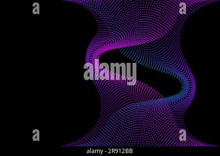 Arrière-plan abstrait de points et de lignes entrelacés, texture Fractal avec gradient, technologie cyber futuriste. Diaphragme musical à ondes vocales Illustration de Vecteur